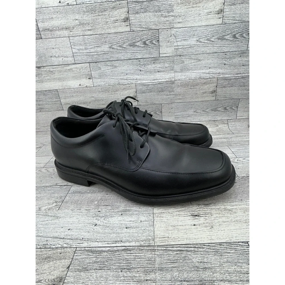 Rockport Men Hydro-Shield Waterproof Black‎ Leather Bicycle Toe Oxfords Size 12M